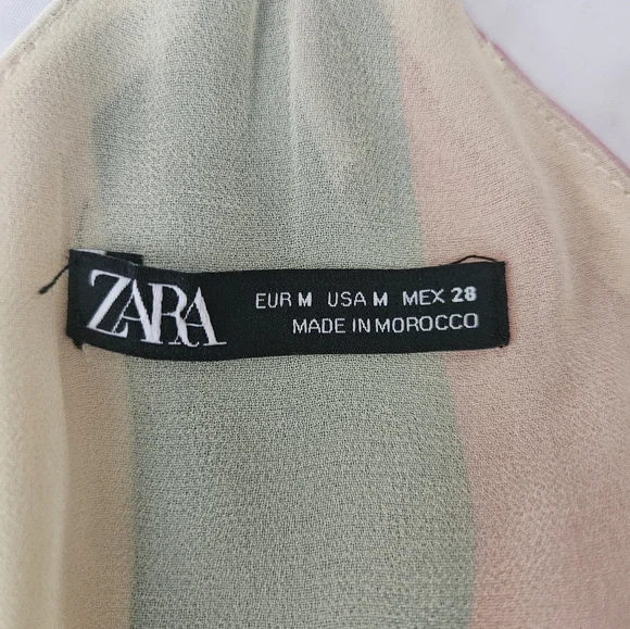 ZARA Multicolor Striped Spaghetti Strap Satin Top | SZ M - Picture 10 of 11